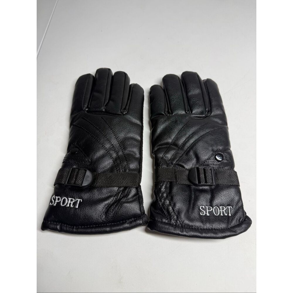 Sport Women’s Thinsulate Faux Leather Gloves Black New Size L